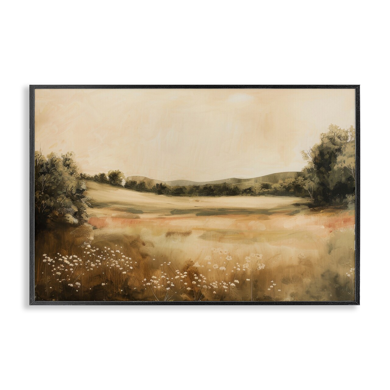 Stupell Industries Neutral Meadow Landscape Framed Giclee Wall Art Design by Lazar Studio